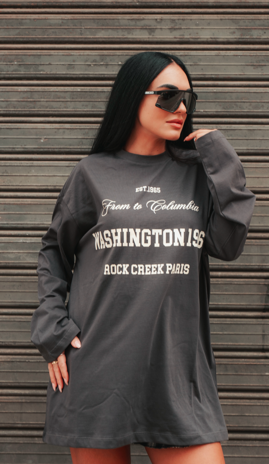 Maglia oversize con stampa "college"