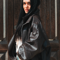 Giubbotto biker oversize in ecopelle marrone