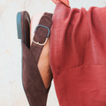Ballerine slingback marroni in suede con fibbia