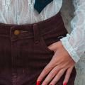 Jeans Donna Bordeaux Wide Leg a Vita Media