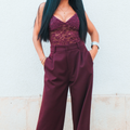 Pantalone palazzo bordeaux a vita alta