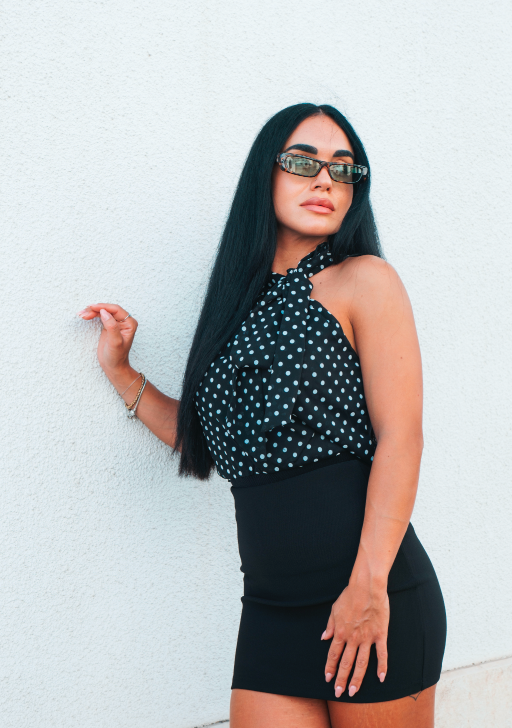 Gonna nera corta a vita alta