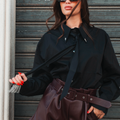 Shorts Burgundy effetto pelle a vita alta con cintura