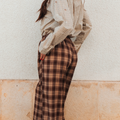 Pantalone palazzo tartan a vita alta