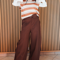 Pantalone palazzo marrone a vita alta